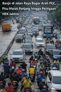 Read more about the article Banjir di Jalan Raya Bogor Arah PGC, Picu Macet Panjang hingga Pertigaan HEK Jaktim