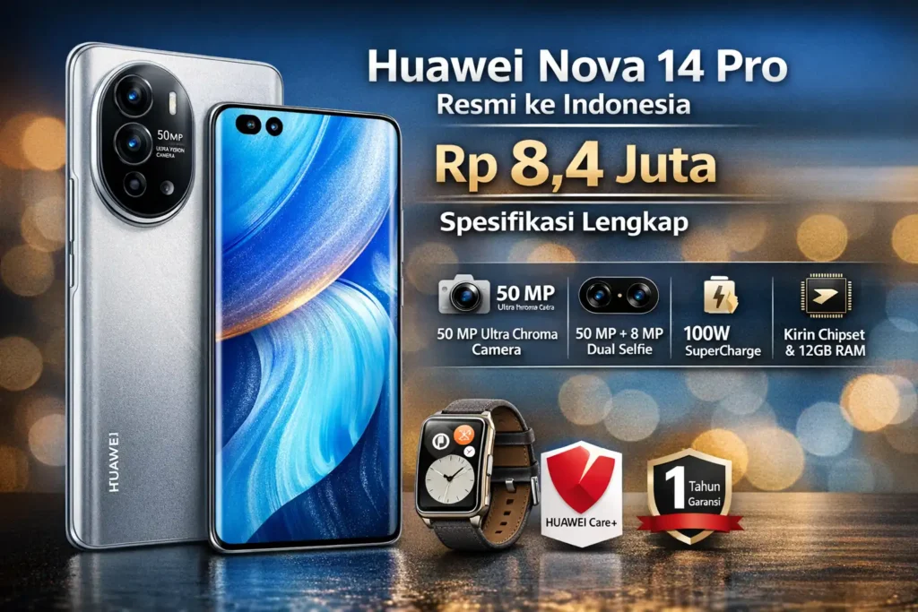 HP Huawei Nova 14 Pro Resmi ke Indonesia Rp 8,4 Juta, Ini Spesifikasi Lengkapnya