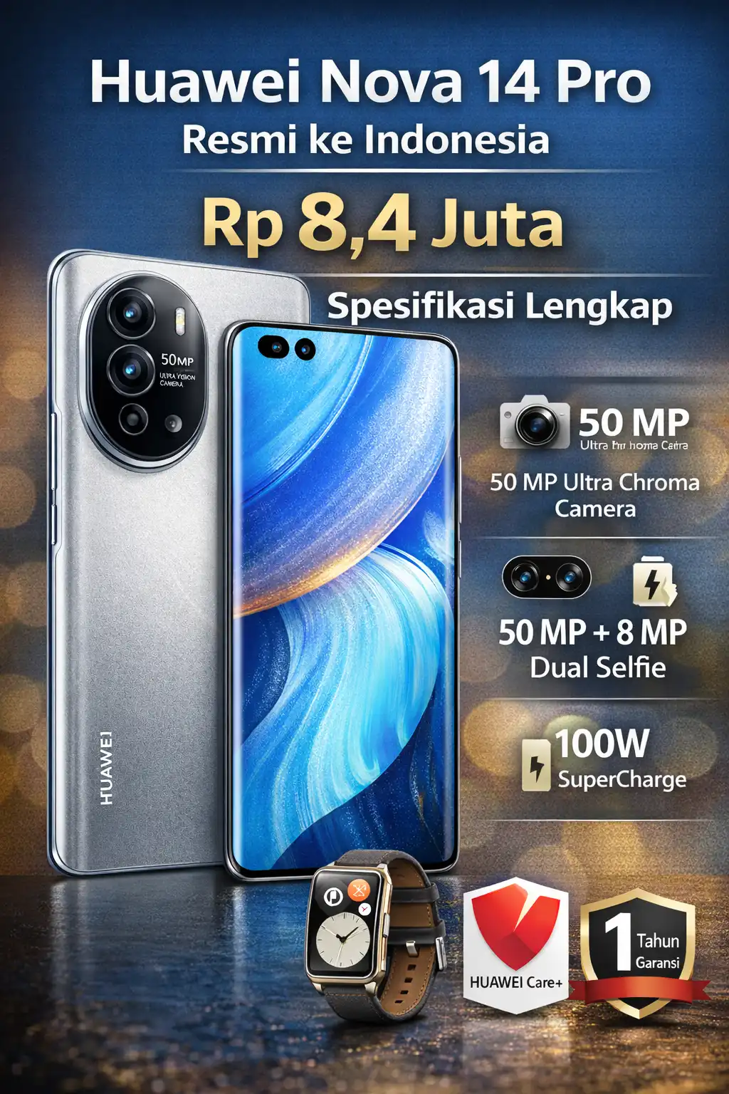Read more about the article HP Huawei Nova 14 Pro Resmi ke Indonesia Rp 8,4 Juta, Ini Spesifikasi Lengkapnya