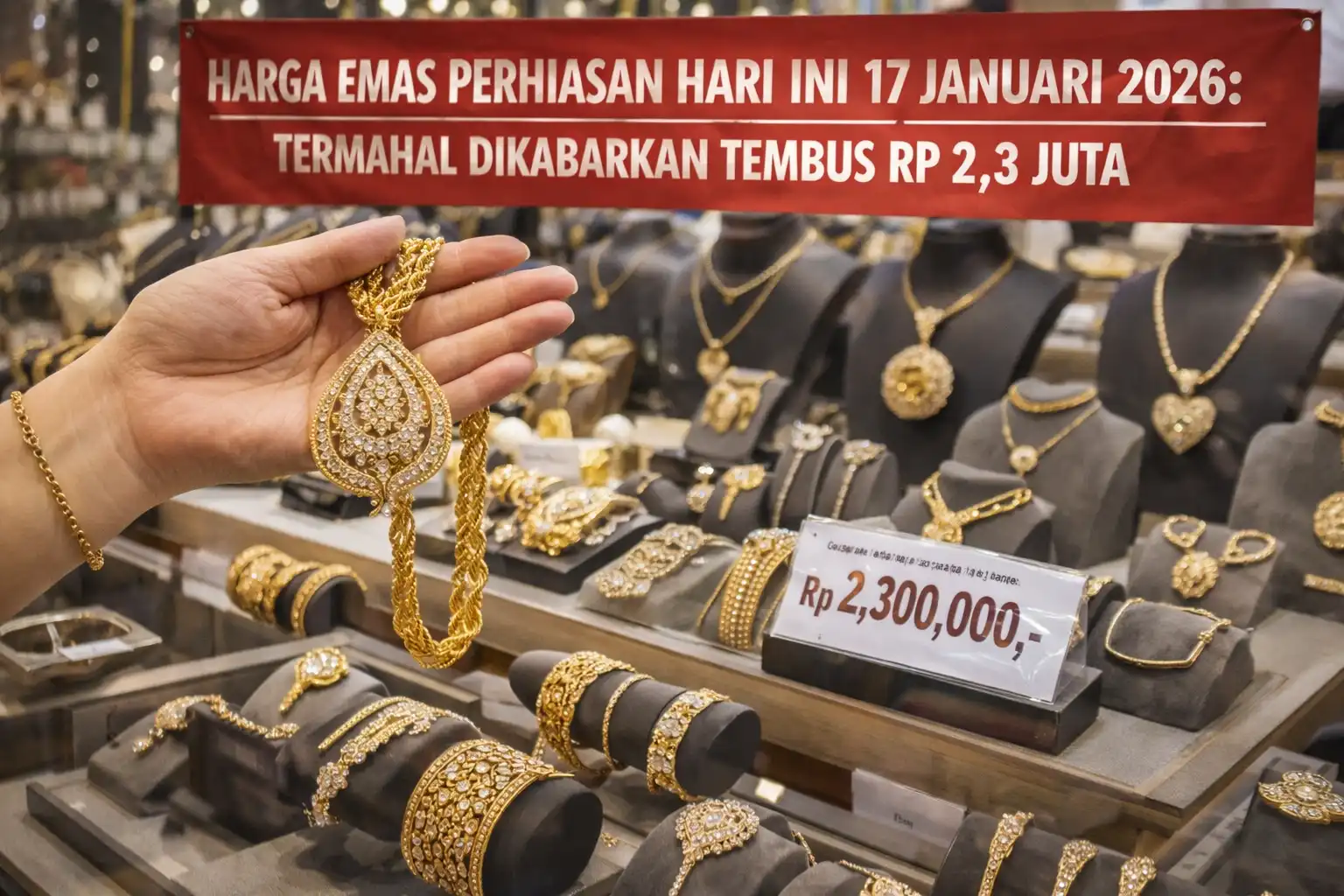 Read more about the article Harga Emas Perhiasan Hari Ini 17 Januari 2026: Termahal Di kabarkan Tembus Rp 2,3 Juta
