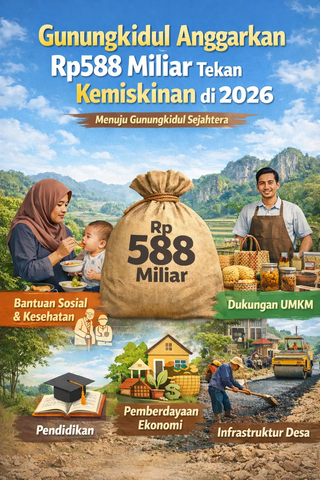 Read more about the article Gunungkidul Anggarkan Rp588 Miliar untuk Tekan Kemiskinan di 2026